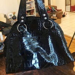 Black leather Regina hand bag